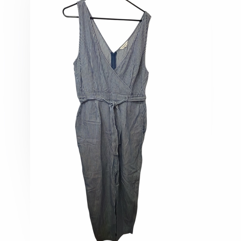 FRENCH CONNECTION Julienne Blue White Pinstriped Sleeveless Jumpsuit NWOT
